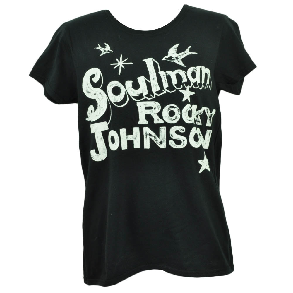 Soulman Rocky Johnson Basic Blend Tshirt Tee Womens Black Wrestler Distressed