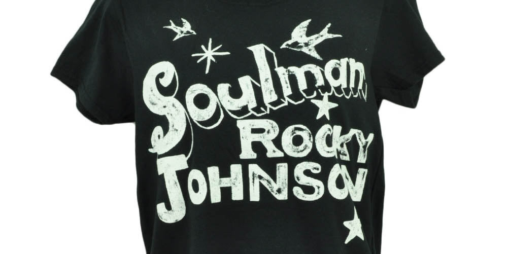 Soulman Rocky Johnson Basic Blend Tshirt Tee Womens Black Wrestler Distressed
