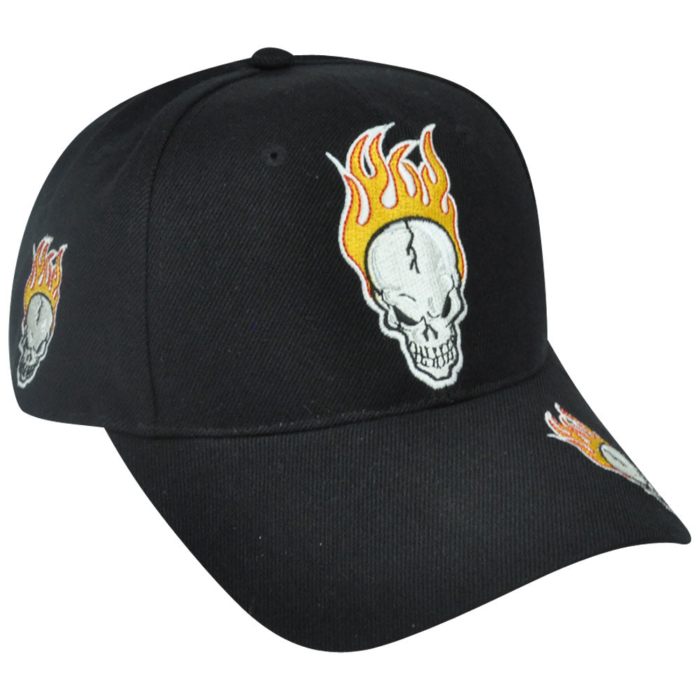 Stoned To The Bone Hat Cap Adjustable Acrylic Curved Bill Skull Flames