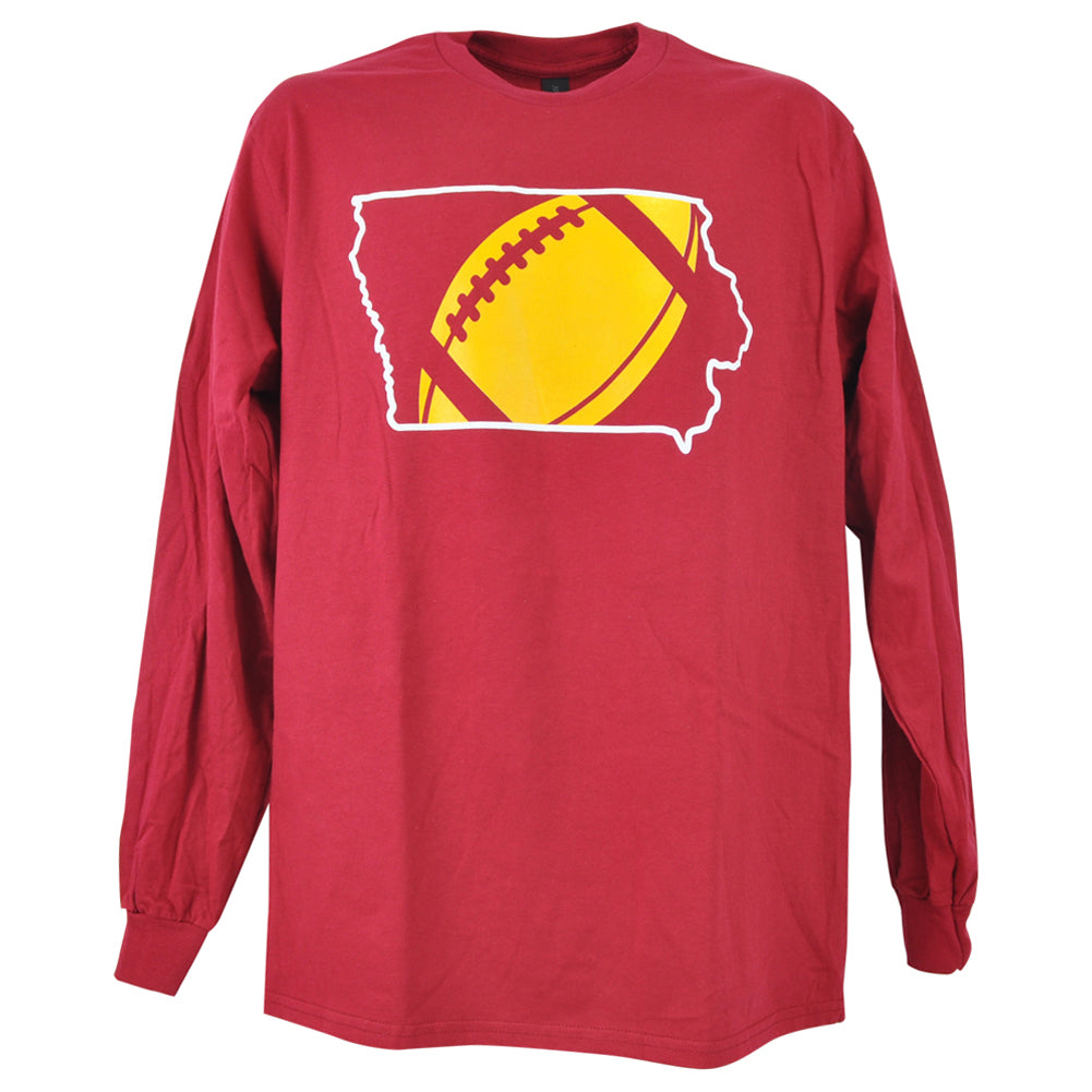 NCAA Iowa State Cyclones Long Sleeve Crew Neck Adults Man Red TShirt Tee
