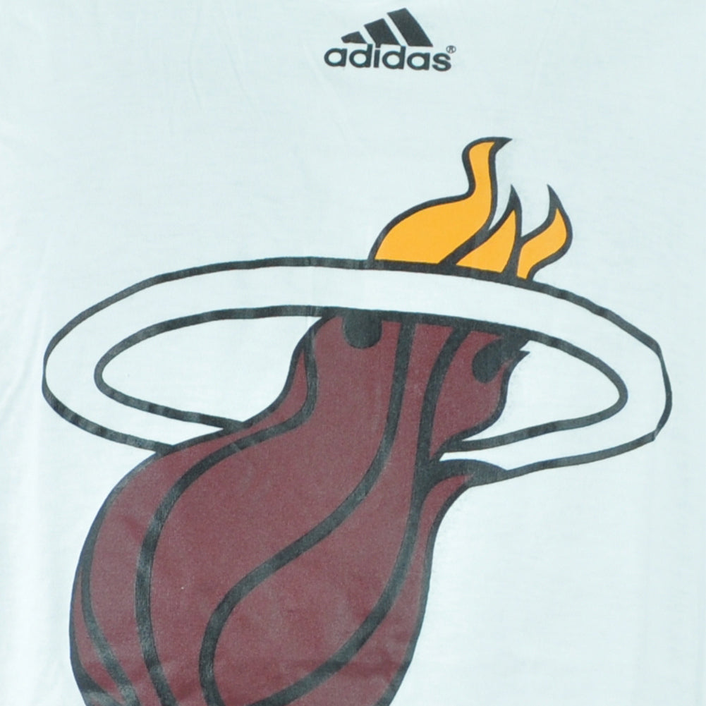 NBA Adidas Miami Heat Logo White Adults Short Sleeve Adults Man Tshirt Tee