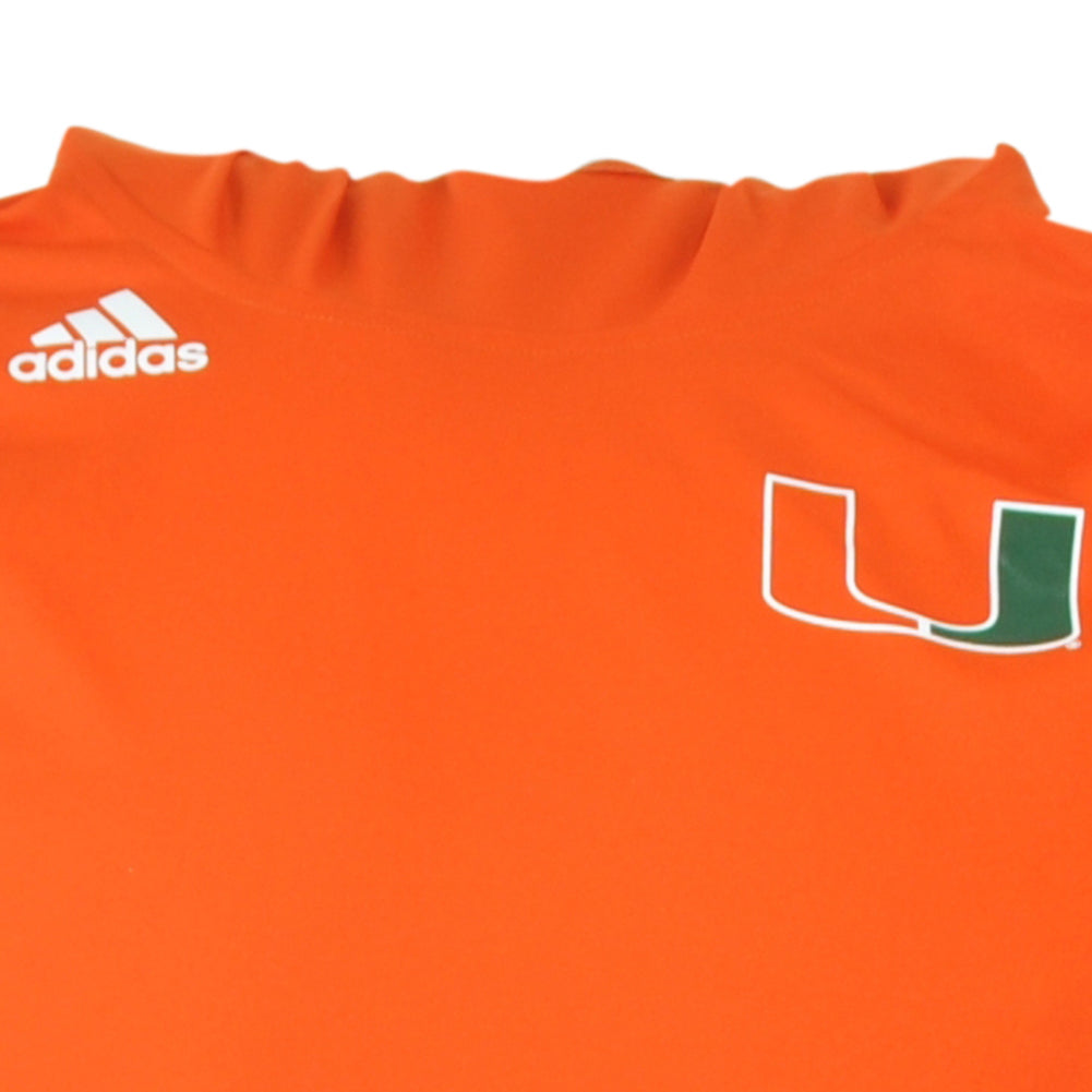 NCAA Adidas Miami Hurricanes Womens Ladies Dry Fit Long Sleeve Hooded Tshirt