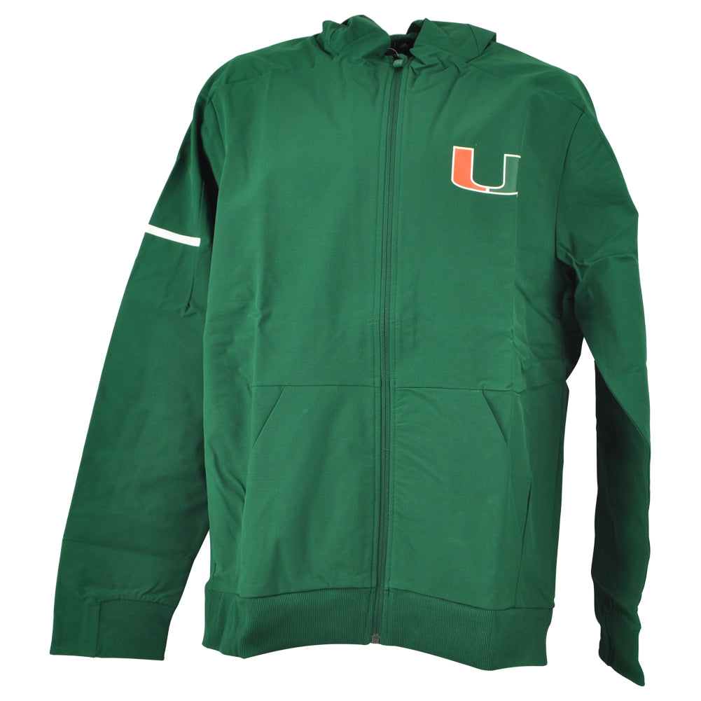 NCAA Adidas Miami Hurricanes Green Squad Windbreaker Adults Jacket Sweater