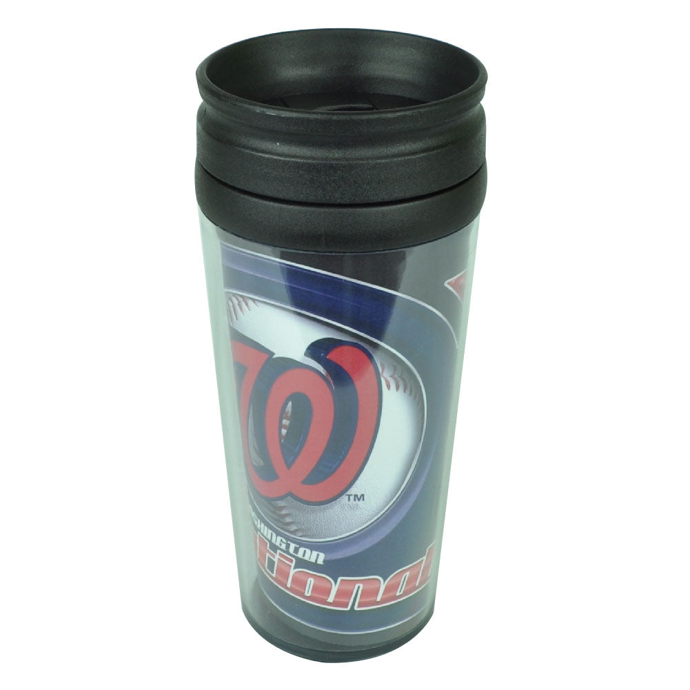 MLB Washington Nationals Plastic Black Printed Travel Tumbler 16oz Mug Coffee