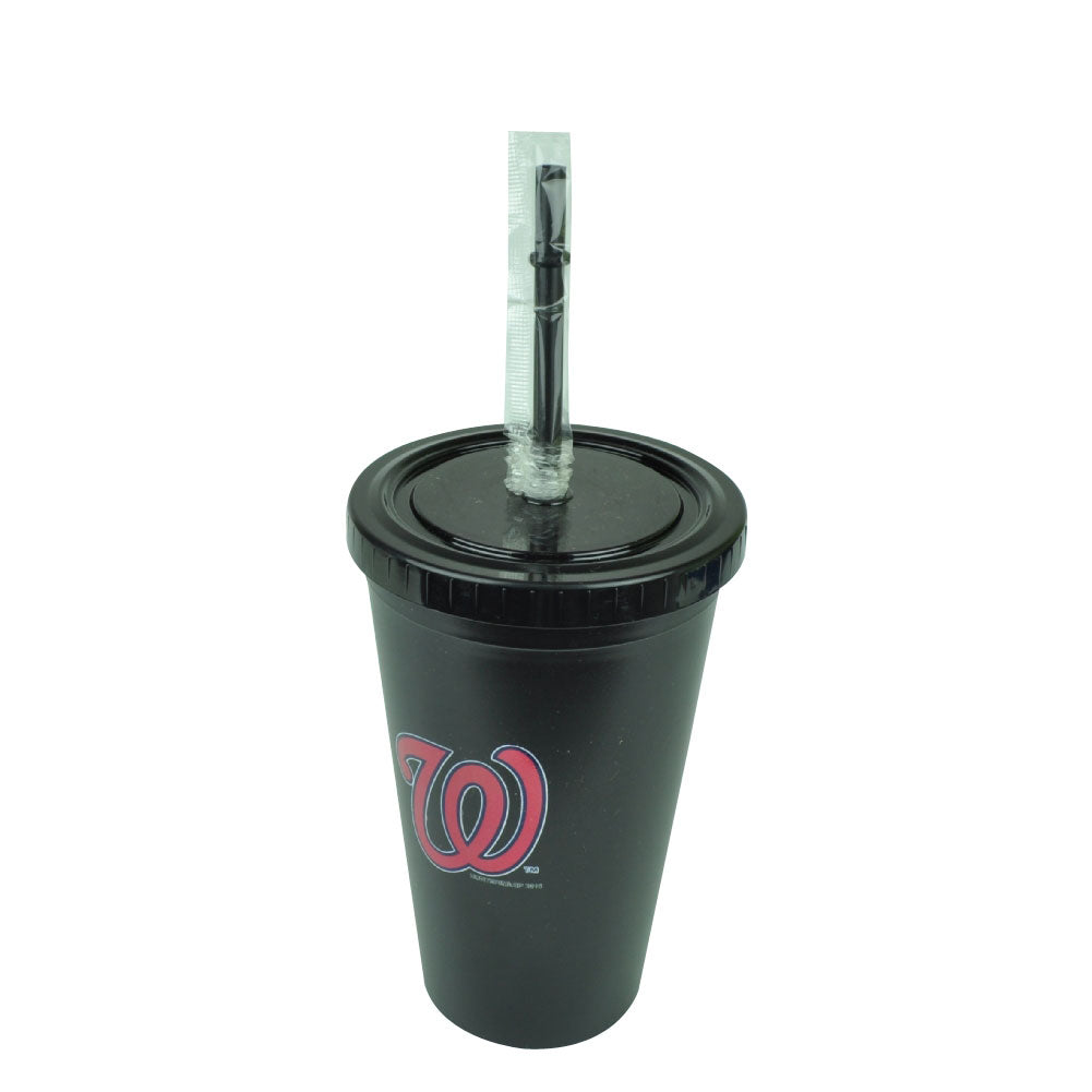 MLB Washington Nationals Tumbler Cup Straw 16oz Water Plastic Sip N Go Black