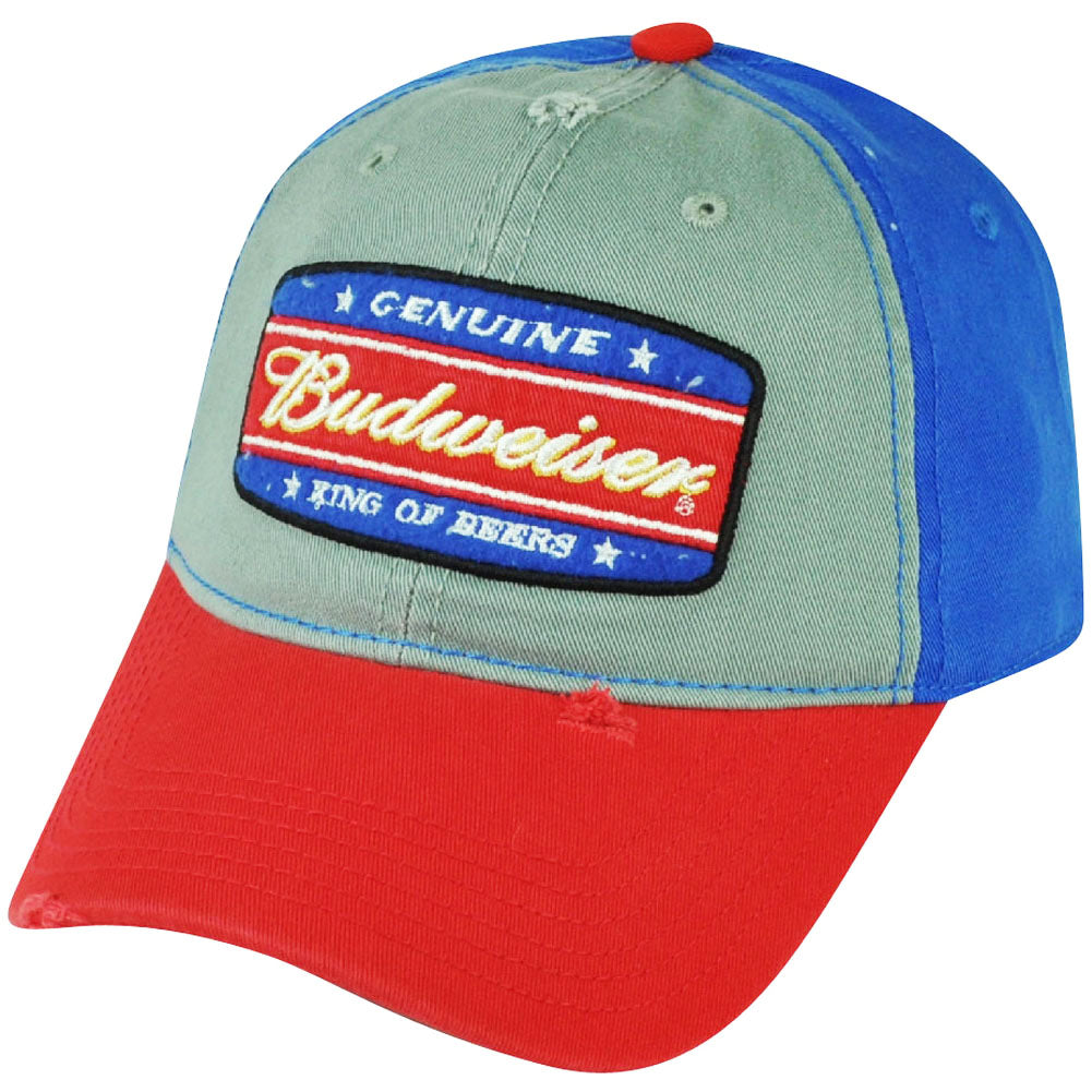 Genuine Budweiser King of Beers Snapback Hat Cap Alcohol Lager Distressed Blue
