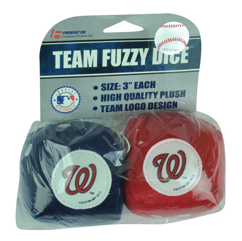 MLB Washington Nationals Soft Fuzzy Dice Plush Red Blue Car Truck Furry Hang