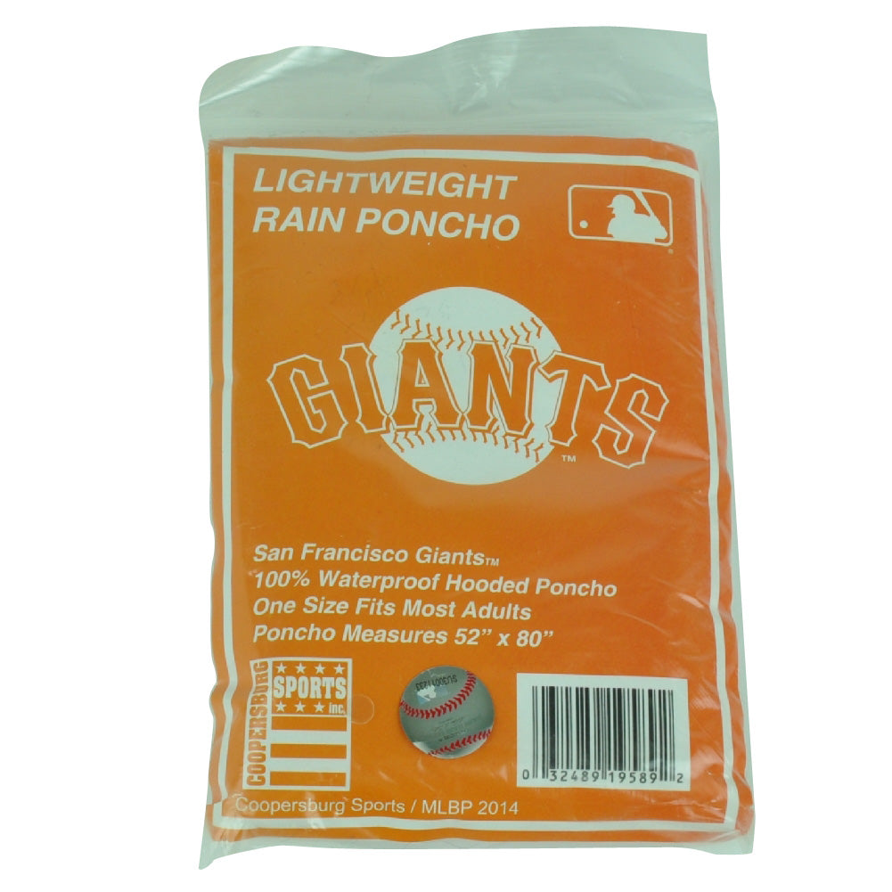 MLB San Francisco Giants Lightweight Waterproof Hooded Poncho Adult Transparent