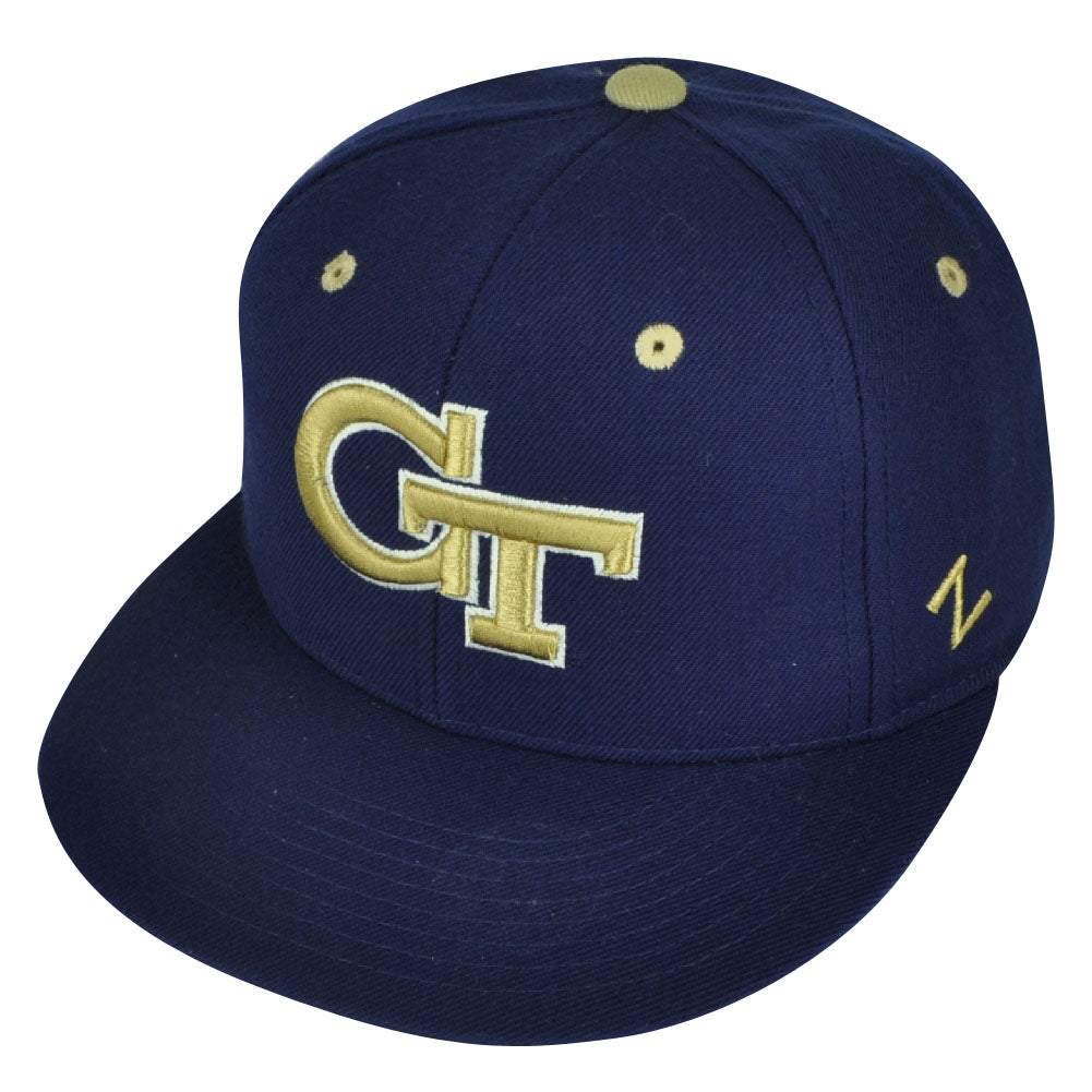 NCAA Georgia Tech Yellow Jackets Zephyr Flat Bill Hat Cap Fitted Size Navy Blue