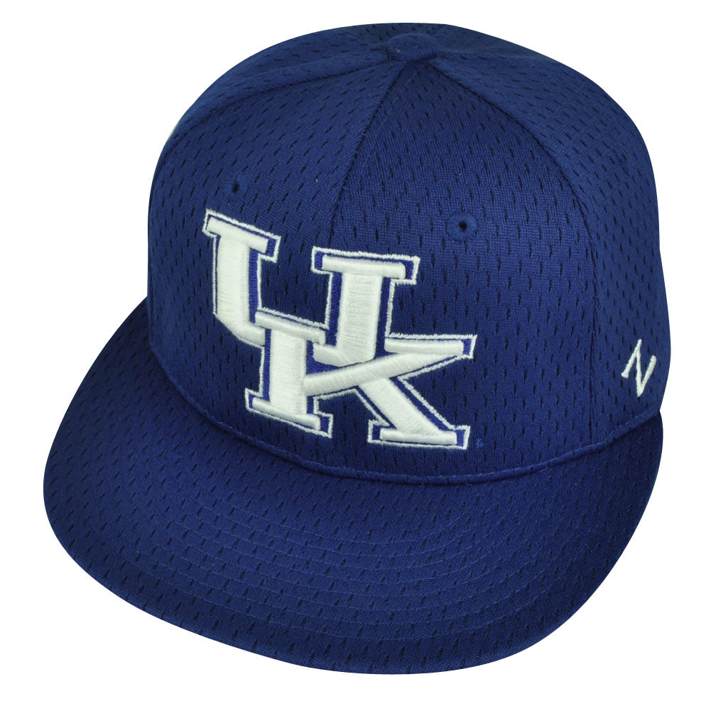 NCAA Kentucky Wildcats Flat Bill Zephyr Blue Fitted Size Hat Cap UK Jersey Mesh