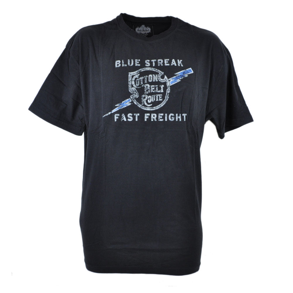Red Jacket Novelty Blue Streak fast Freight Distressed Mens Adult Tshirt XLarg