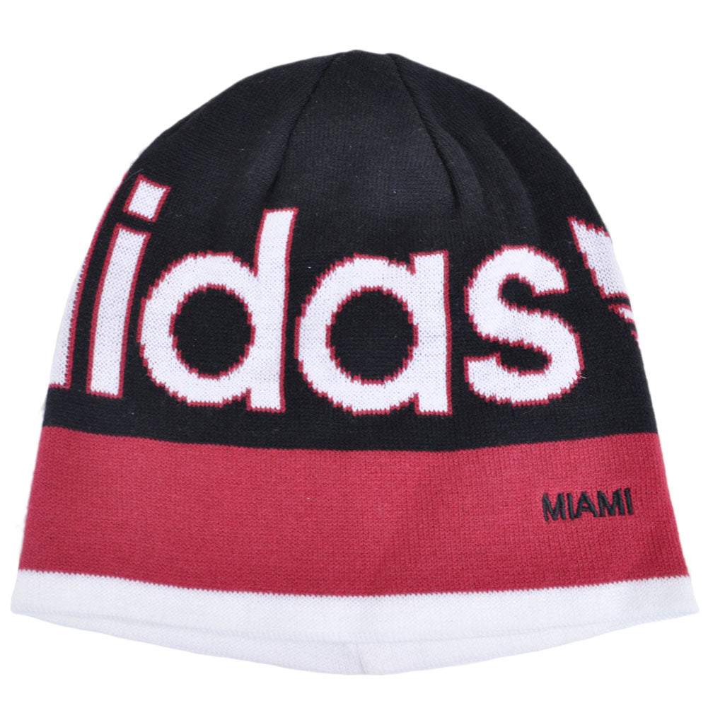 NBA Adidas Miami Heat KC73Z Cuffless Beanie Knit Toque Hat HWC Skully Black Red