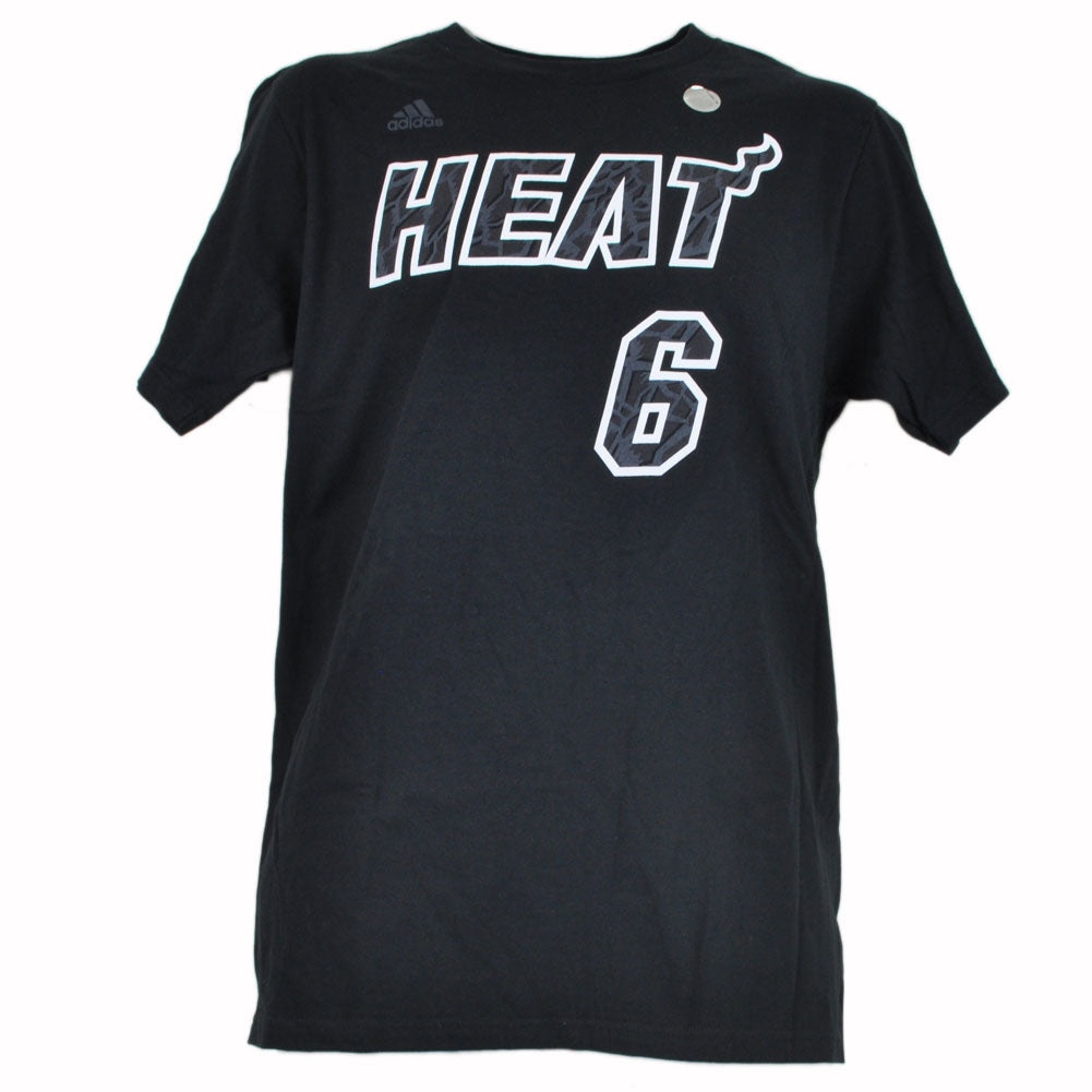 NBA Adidas Miami Heat LeBron King James 6 MVP Crackle Black Tshirt Tee