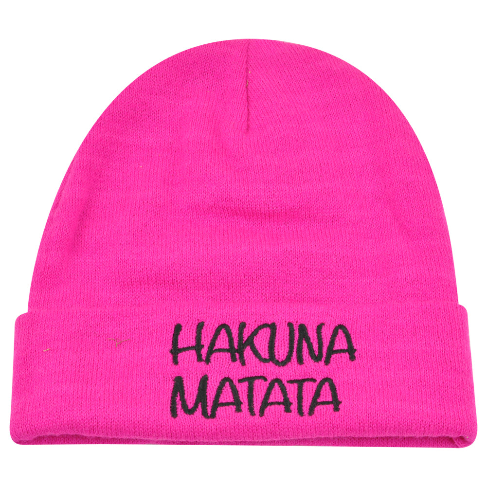 Disney The Lion King Hakuna Matata Hot Pink Women Ladies Cuffed Beanie Knit Hat