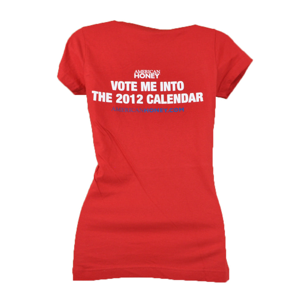 Gimme A Shot American Honey Whiskey Liquor Women Ladies Graphic Tee V-Neck Red