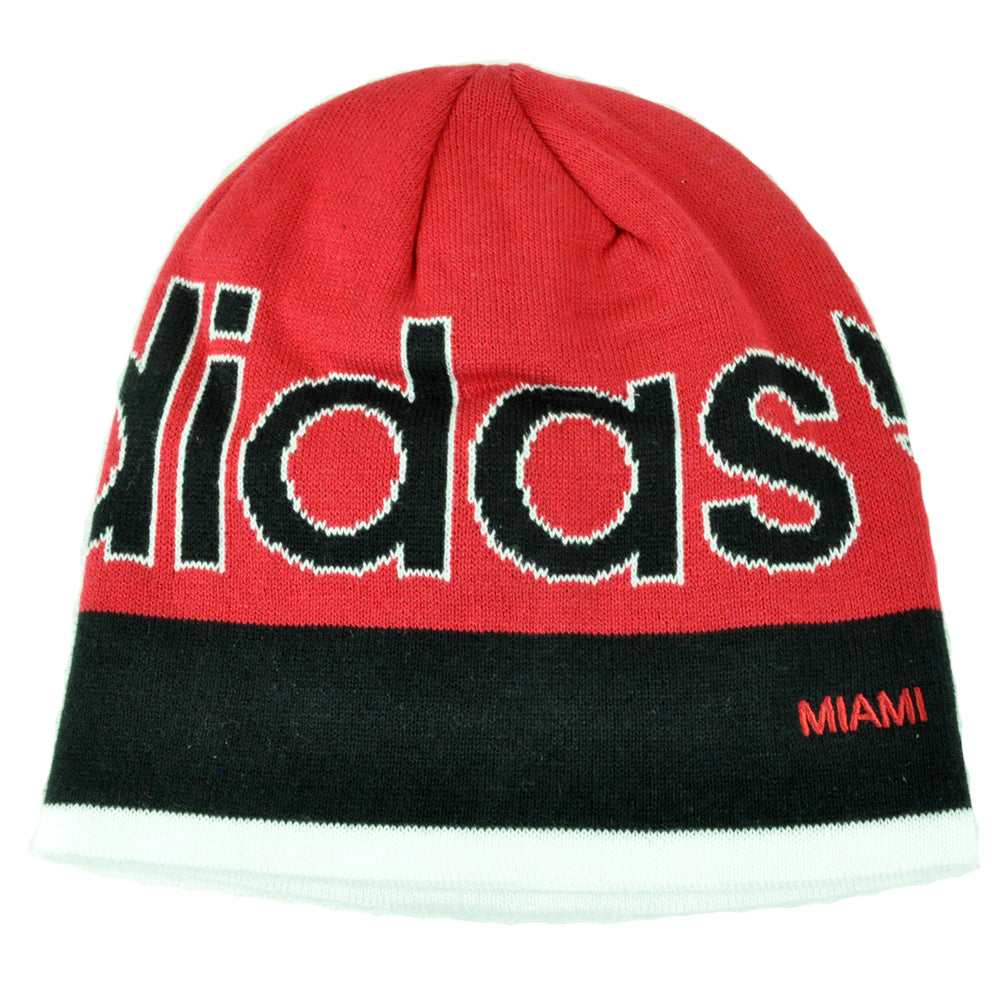 NBA Adidas Miami Heat Cuffless KC73 Knit Beanie Toque Skully Skull Red HWC Hat