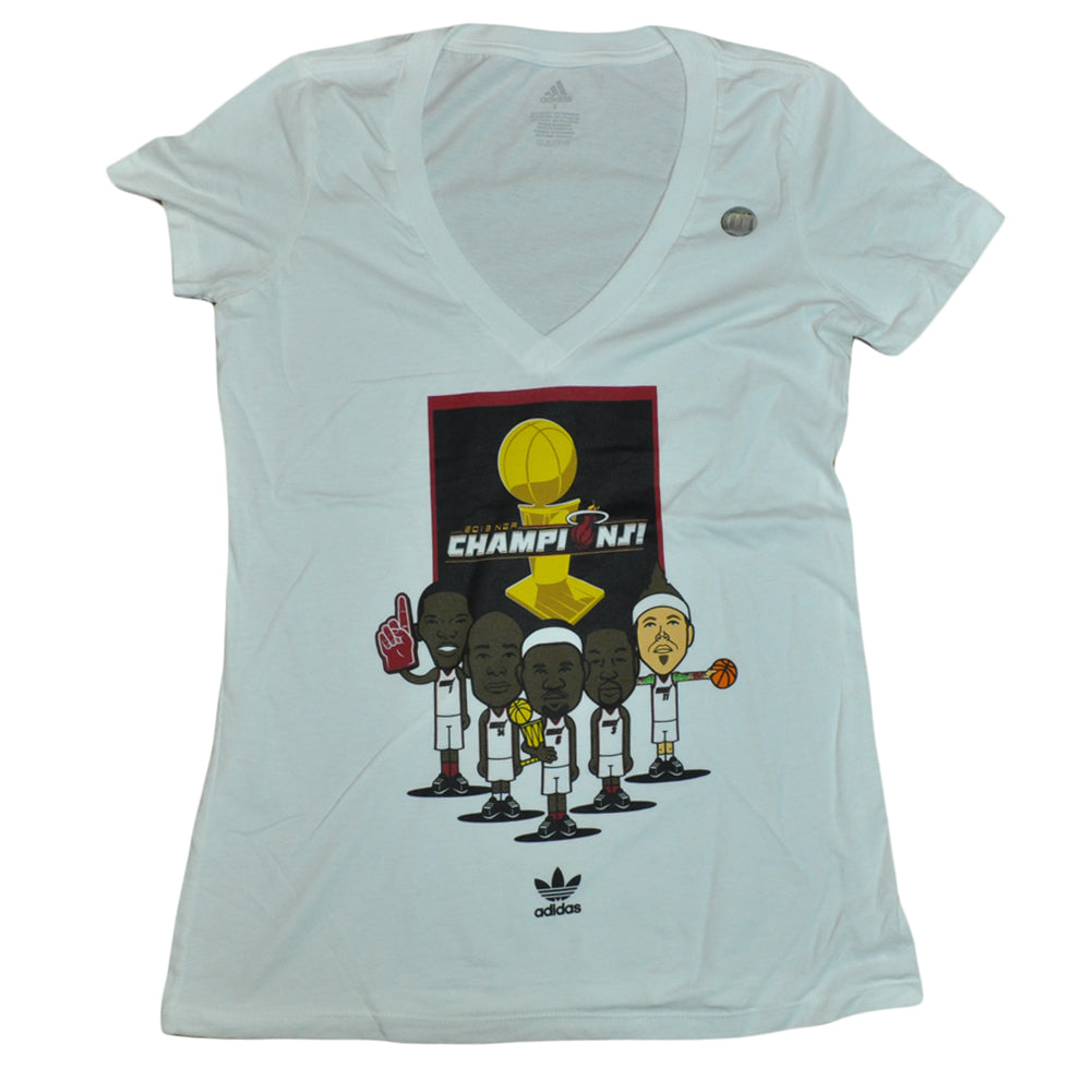 NBA Adidas Miami Heat 2013 Champions Women Ladies Vneck Trophy Tshirt Tee