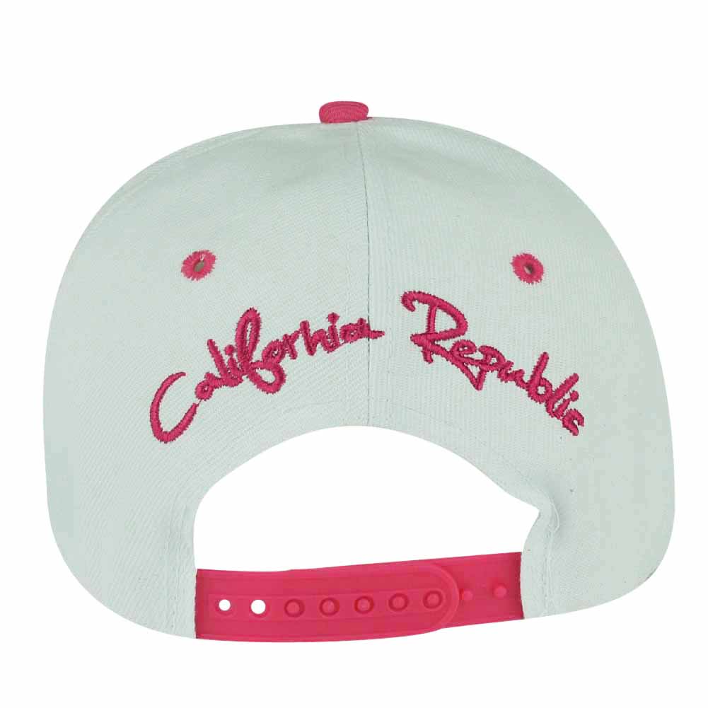 California Republic Cali White Women Pink Two Tone Snapback Flat Bill Hat Cap