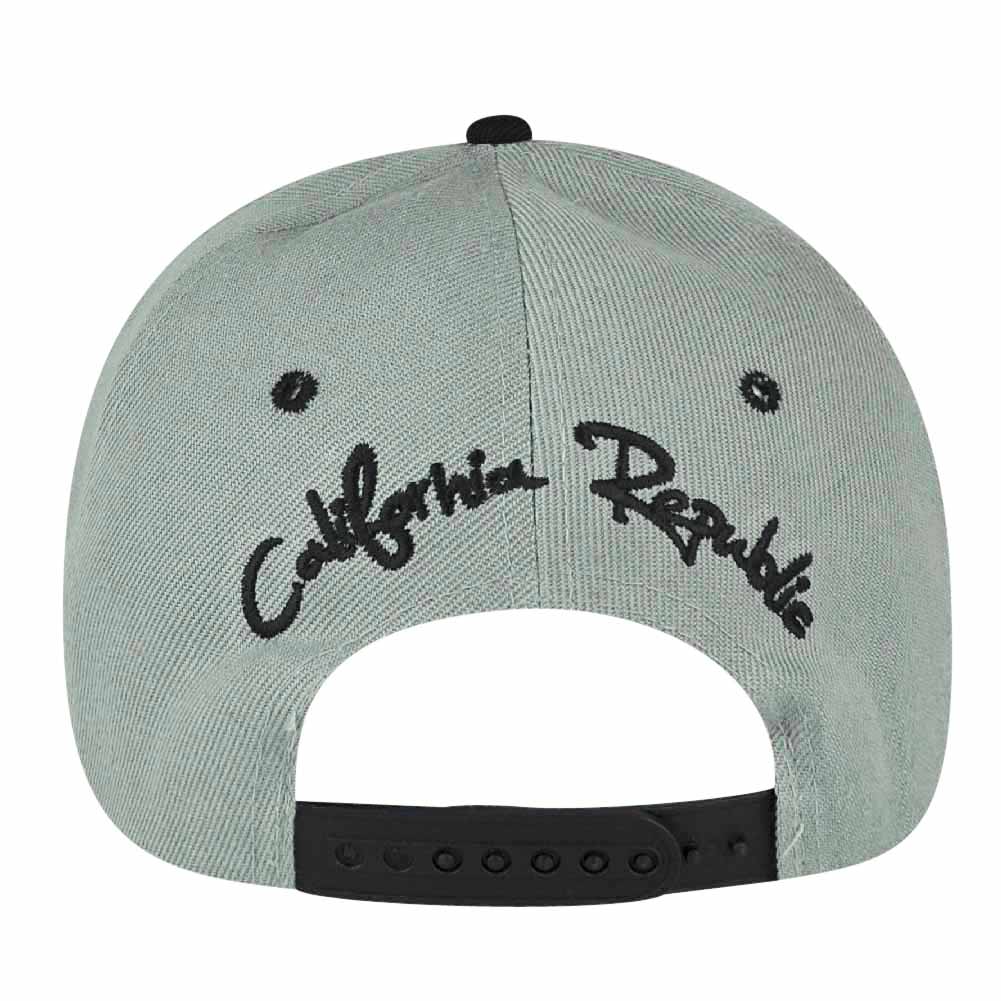 California Republic Cali Black Bears Printed Gray Snapback Flat Bill Hat Cap