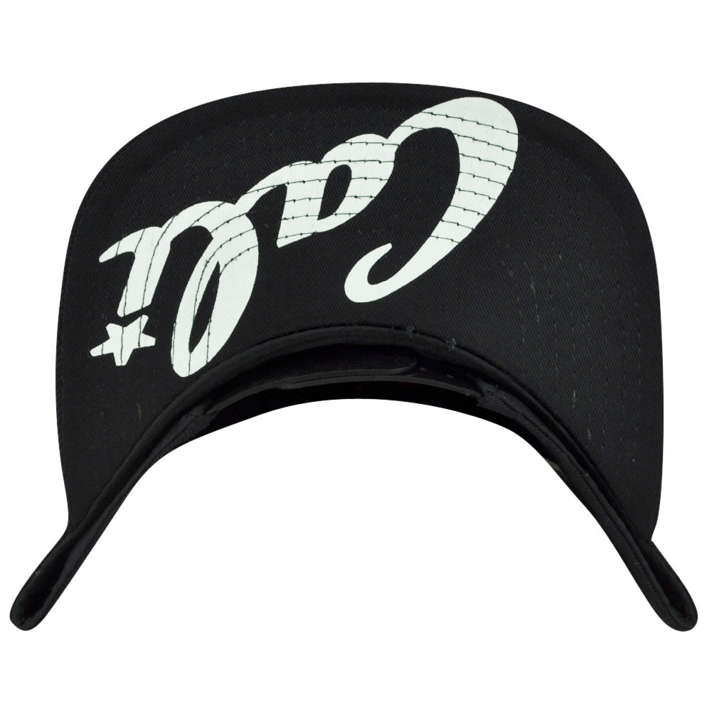 California Republic Cali Orange Bear Logo Solid Black Snapback Flat Bill Hat Cap