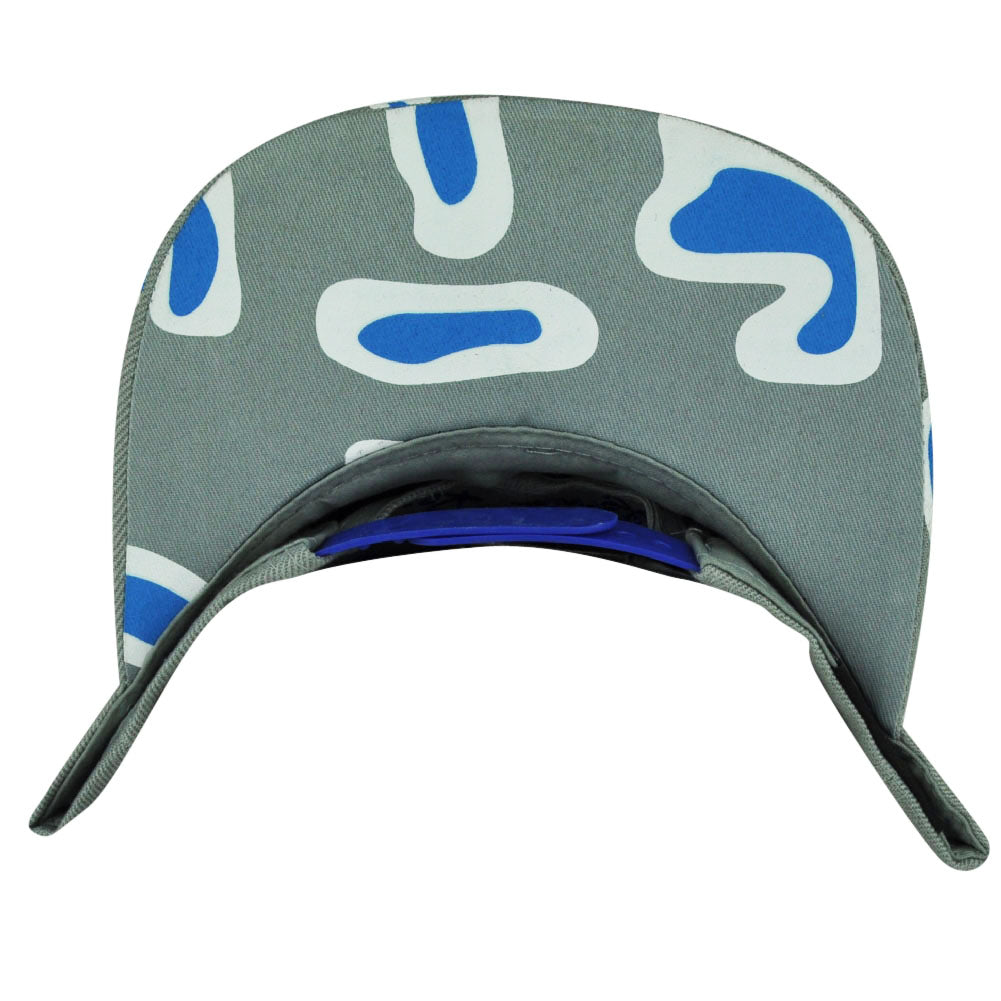 California Republic Cali Blue Bear Printed Gray White Snapback Flat Bill Hat Cap