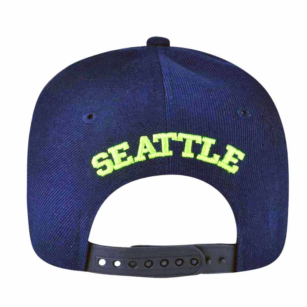 Seattle Washington Solid Tone Blue Snapback Navy Flat Bill Hat Cap State City
