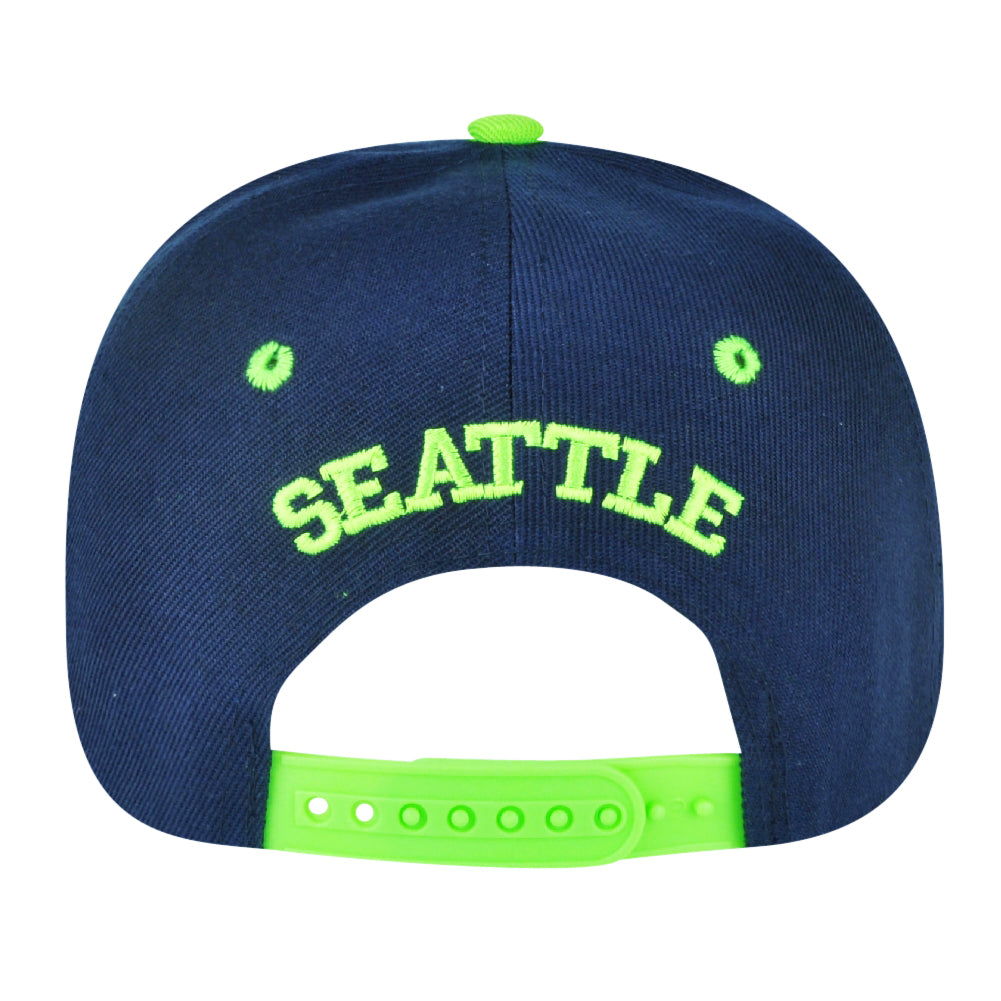 Seattle Washington Navy Two Toned Snapback Green Flat Bill Hat Cap State City