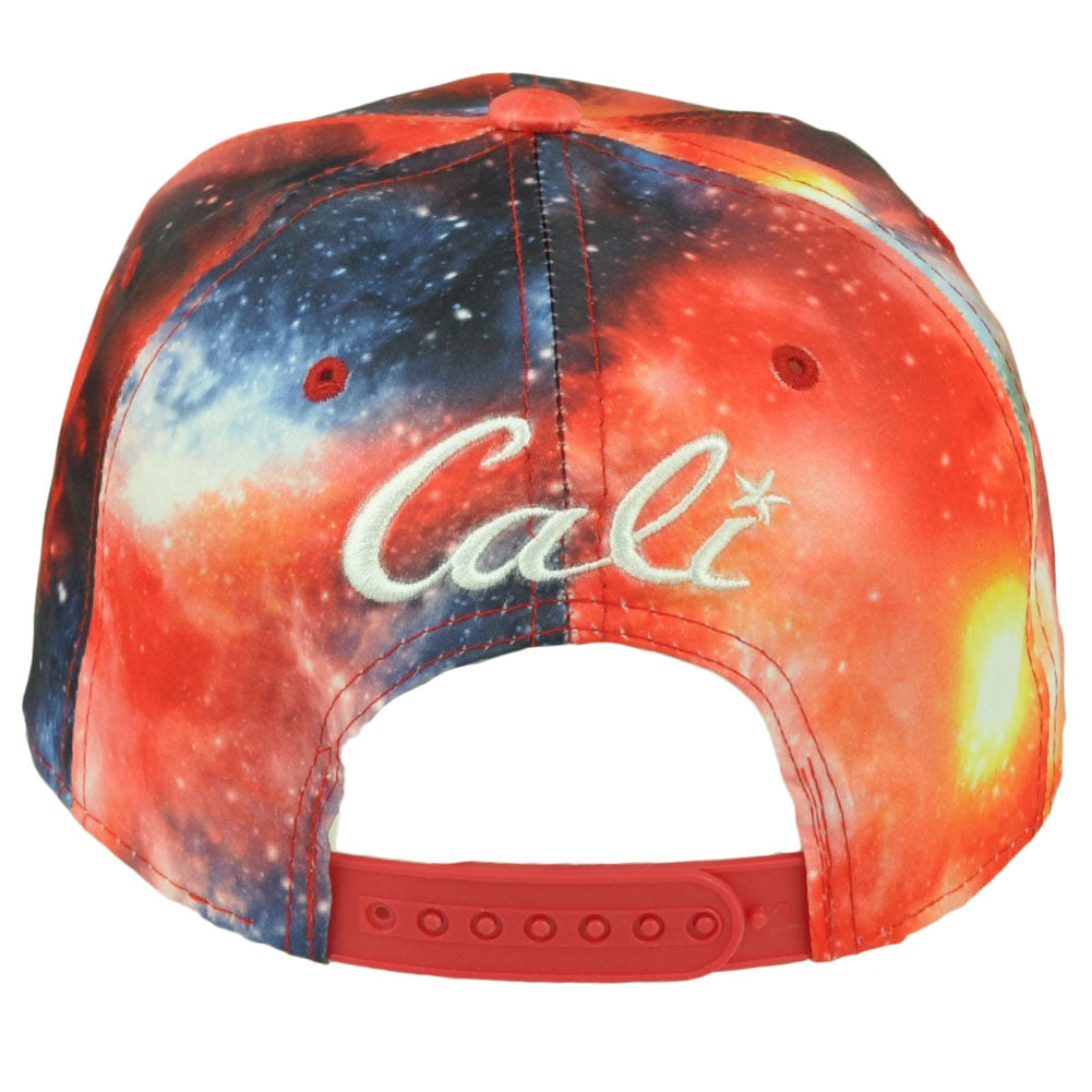 Cali California All Over Cosmos Galaxy Space Red Blue Cap Hat Nylon Snapback