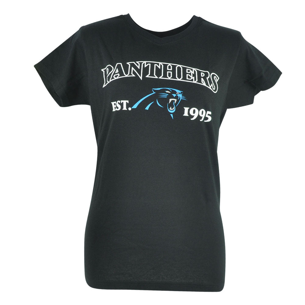 NFL Carolina Panthers Commissioner Women Ladies Black Football Tshirt Tee