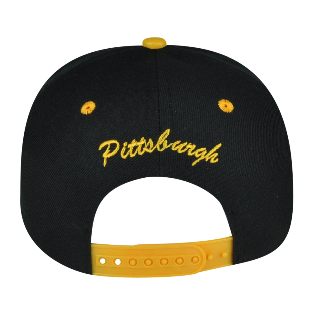 Black Eagles Pittsburgh Pennsylvania Black Football Snapback Yellow Flat Hat Cap