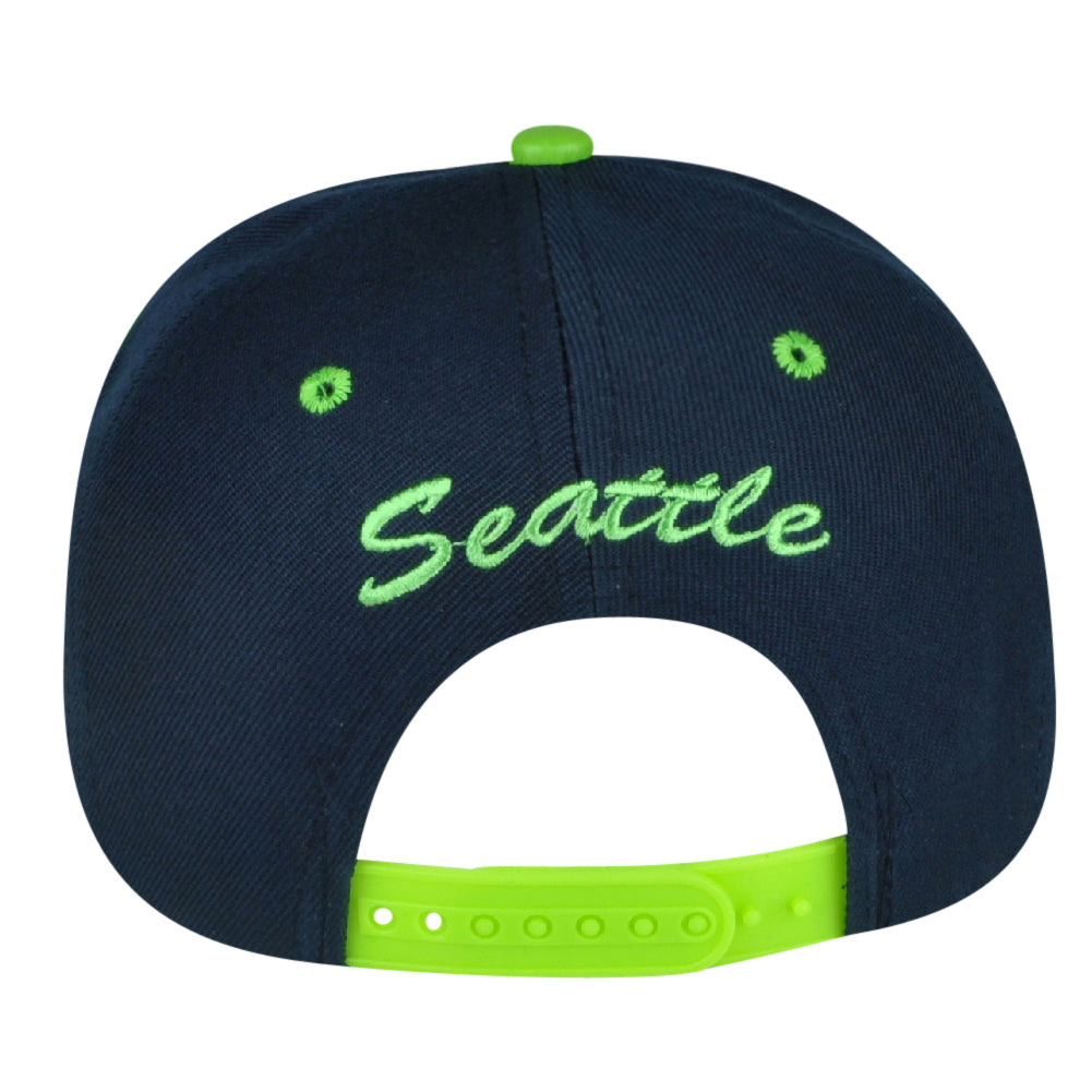 Black Eagles Seattle Navy Two Toned Football Snapback Green Flat Bill Hat Cap