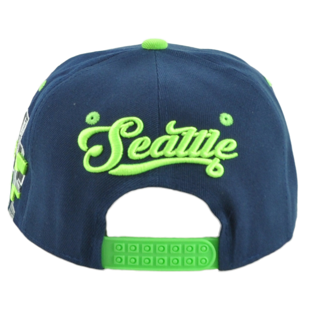 Seattle Seahawks Theme Football City Flat Bill Adjustable Helmet Stripes Hat Cap