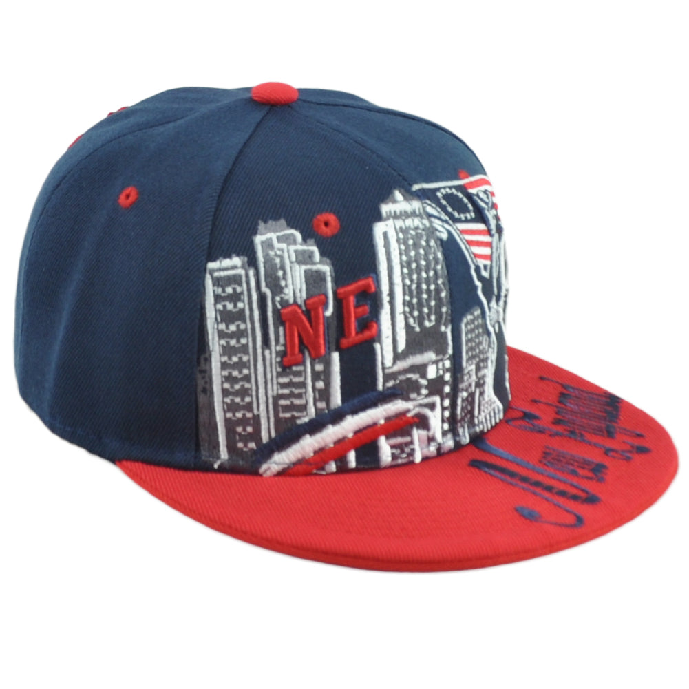 New England Patriots Theme Football City Flat Bill Adjustable Adults Hat Cap