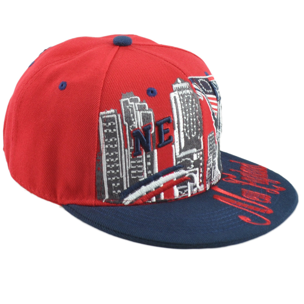 New England Patriots Theme Football City Flat Bill Adjustable Two Colors Hat Cap