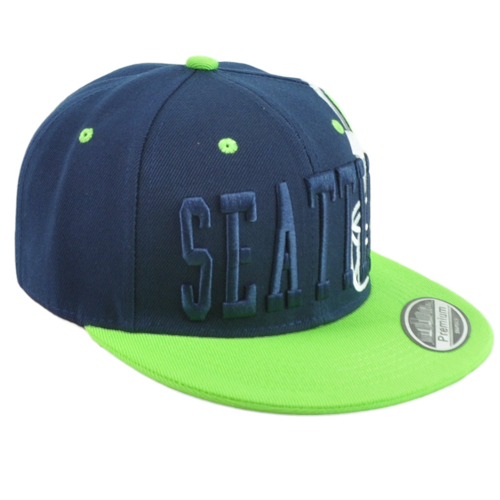 Seattle Seahawks Theme Football City Flat Bill Adjustable Helmet Adults Hat Cap
