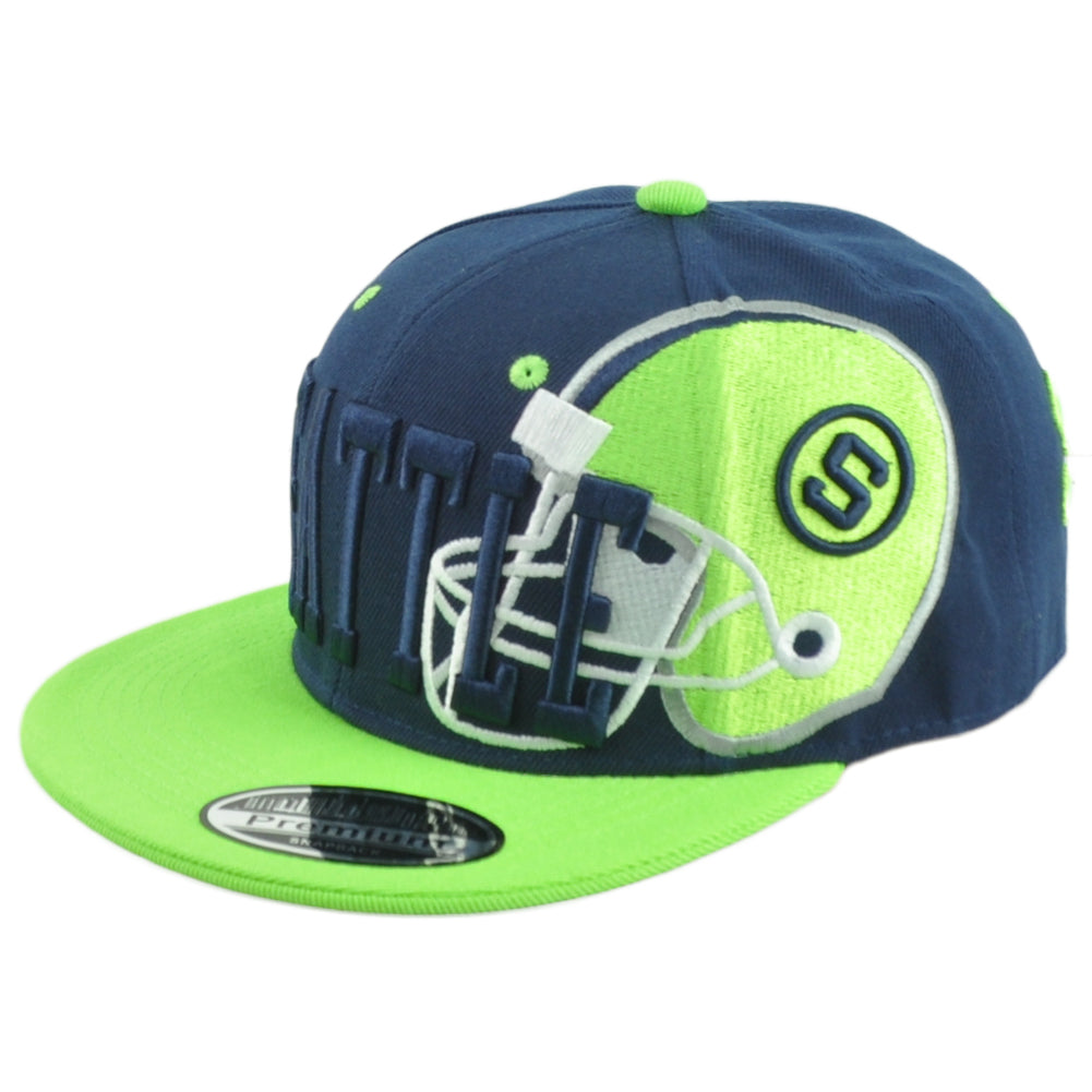 Seattle Seahawks Theme Football City Flat Bill Adjustable Helmet Adults Hat Cap
