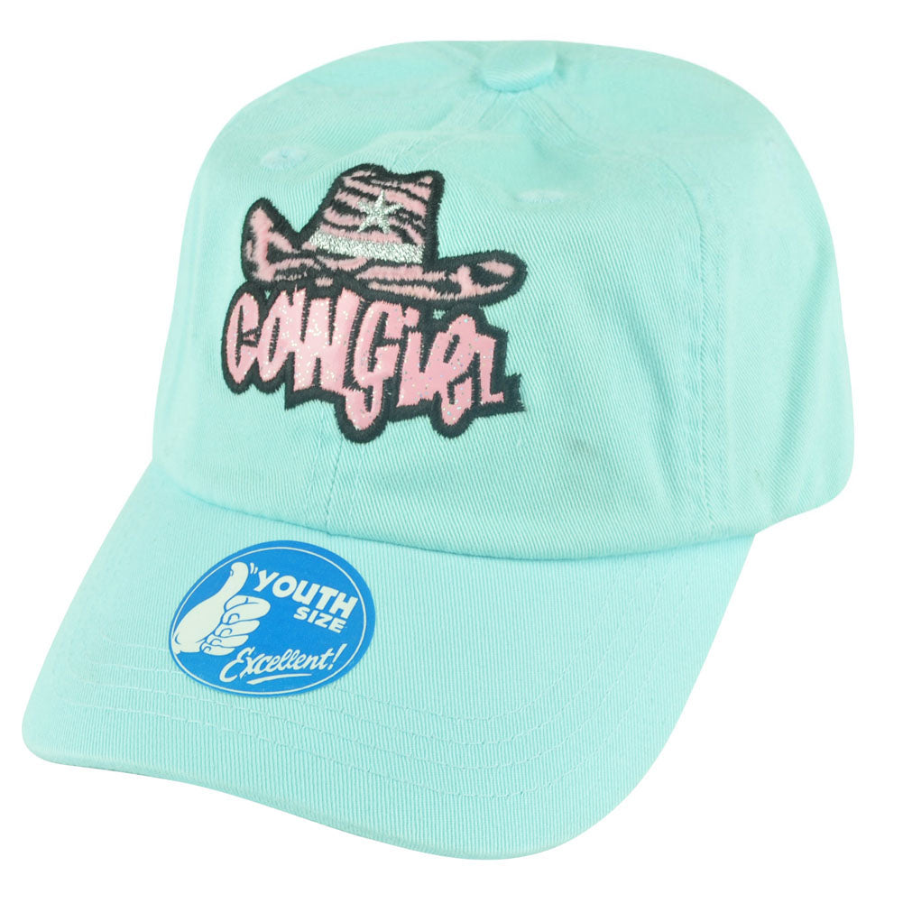 Cowgirl Las Vegas Youth Blue Slouch Relaxed Garment Wash Hat Cap Girl