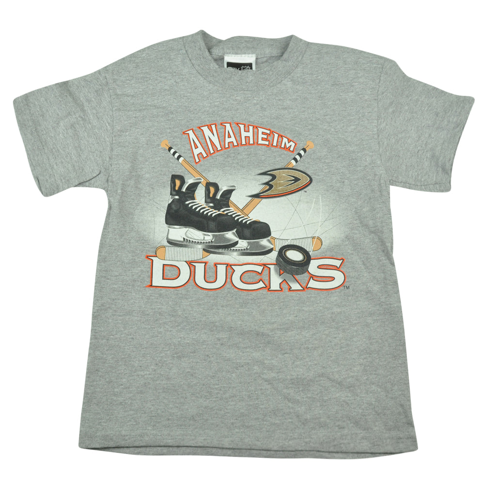 NHL LNH Anaheim Ducks Youth Graphic Hockey Sport Tee Tshirt Grey Shirt