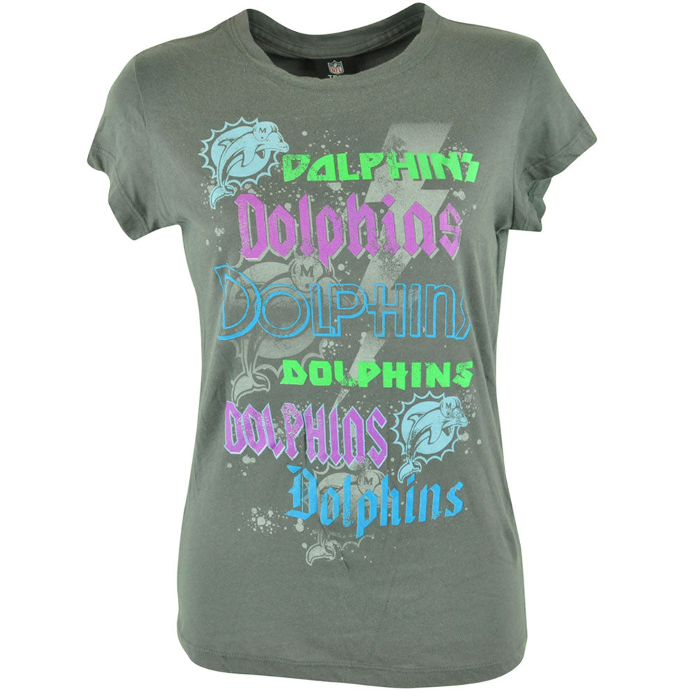 NFL Women Ladies Miami Dolphins DW5052 Graffiti Storm TShirt Football Tee