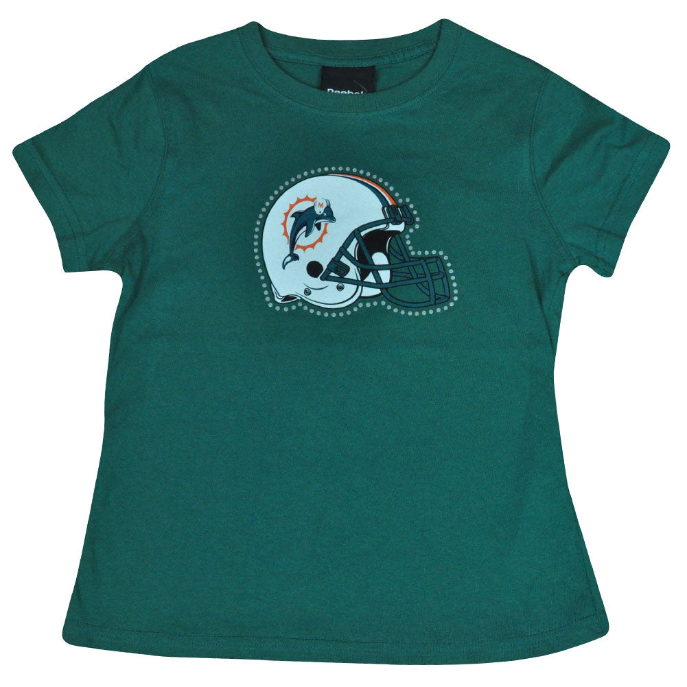NFL Reebok Miami Dolphins Girls Rhinestone Helmet Tee Tshirt DK6113 14