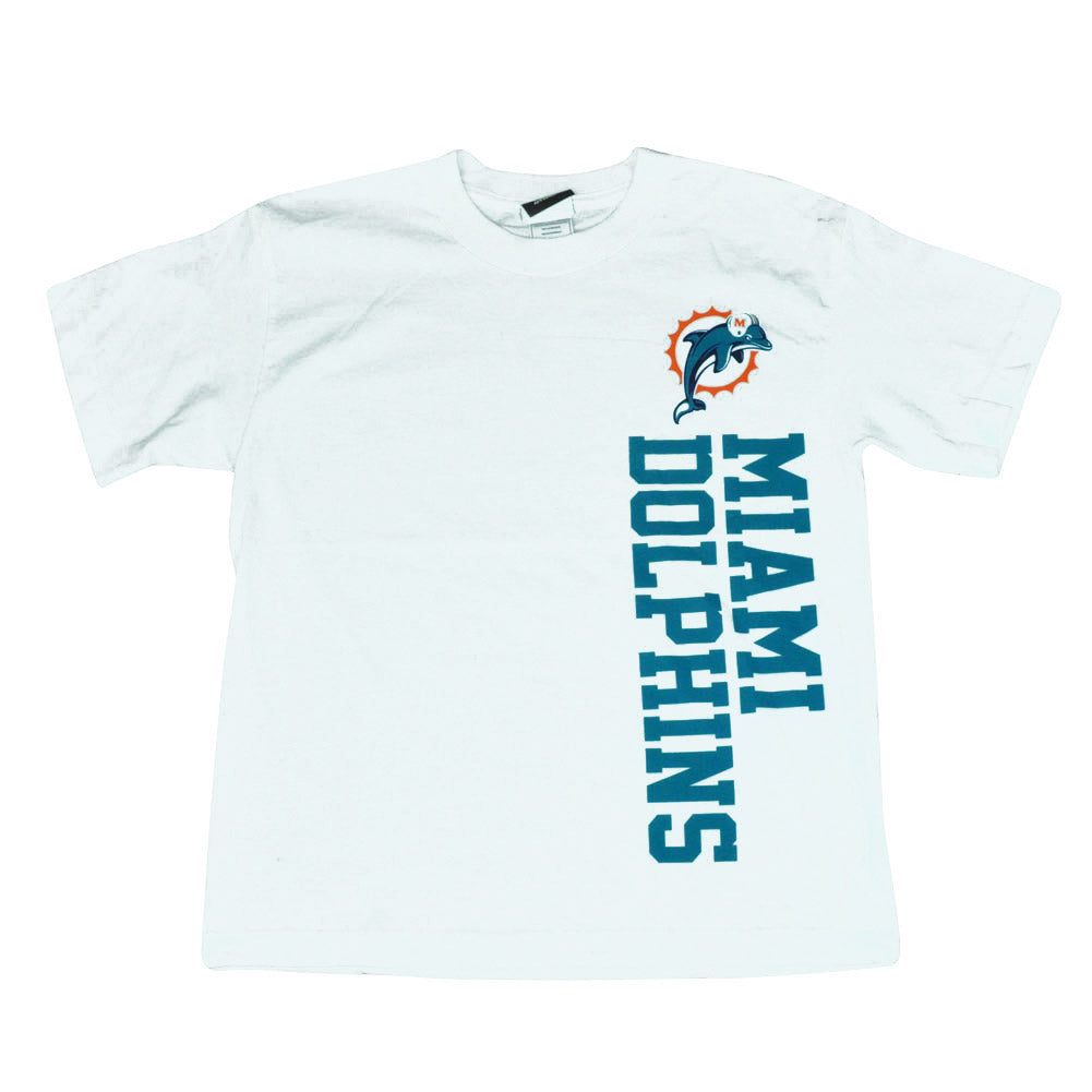 NFL Miami Dolphins Vertical Issue Tee Junior Football White Tshirt DK2517