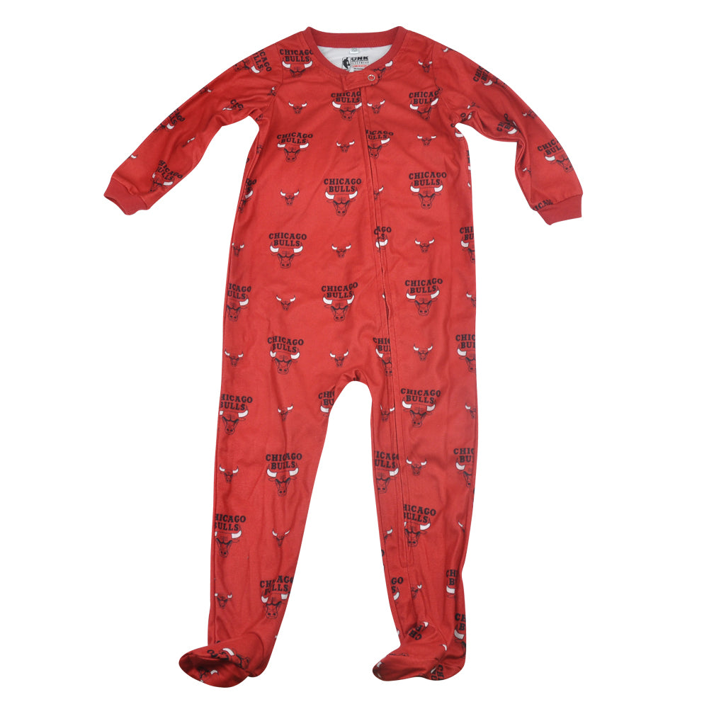NBA UNK Chicago Bulls Toddler Footed Pajamas Bodysuit Zipper Sleep Wear Red