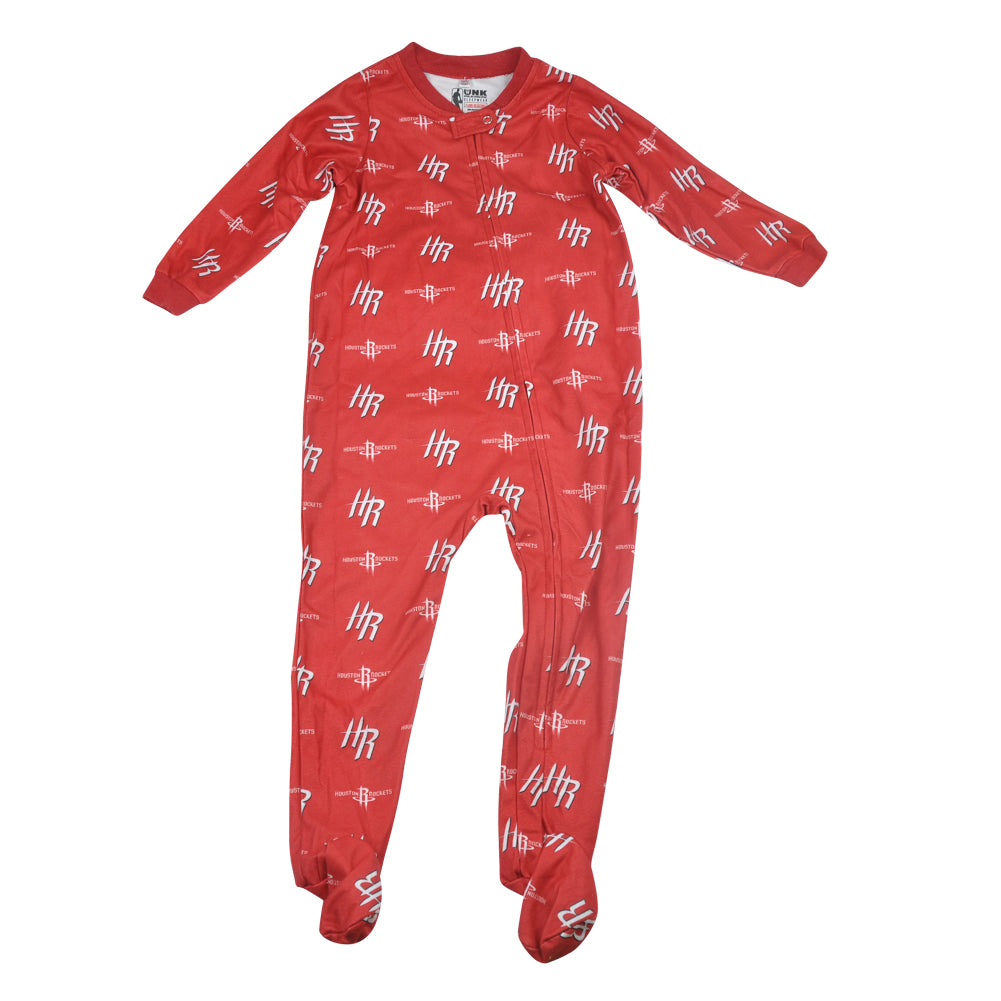 NBA UNK Houston Rockets Toddler Footed Pajamas Bodysuit Zipper Sleep Wear Red