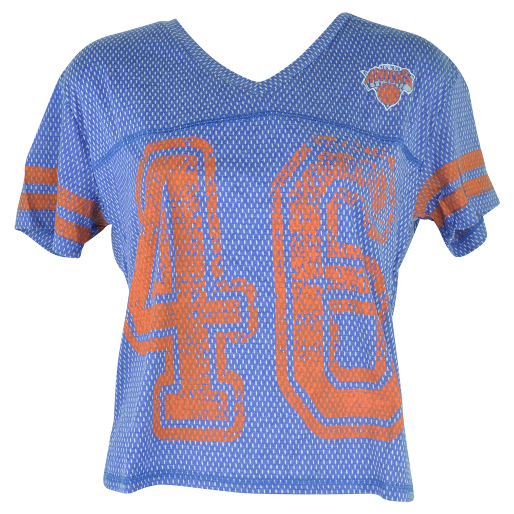 NBA UNK New York Knicks Women Ladies End Zone V-Neck Jersey Tshirt Tee