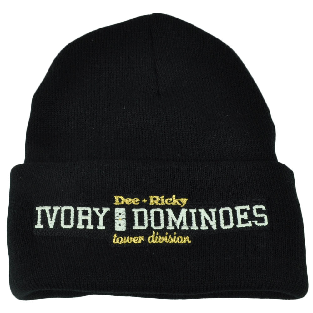 Starter Black Label Knit Beanie Cuffed Ivory Dominoes Dee Ricky Black Toque Hat