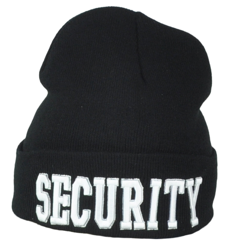 Security Guard Law Enforcement Office Cuffed Black Adults Knit Beanie Hat Winter