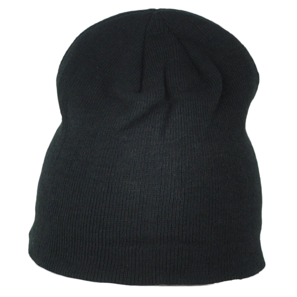 TOW Black Cuffless Blank Solid Plain Adults Unisex Skully Beanie Winter Knit Hat