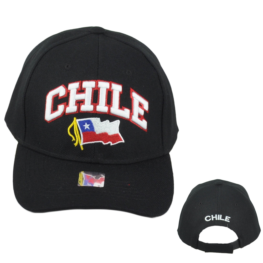 Chile South America Country Black Curved Bill Adjustable Adults Men Hat Cap