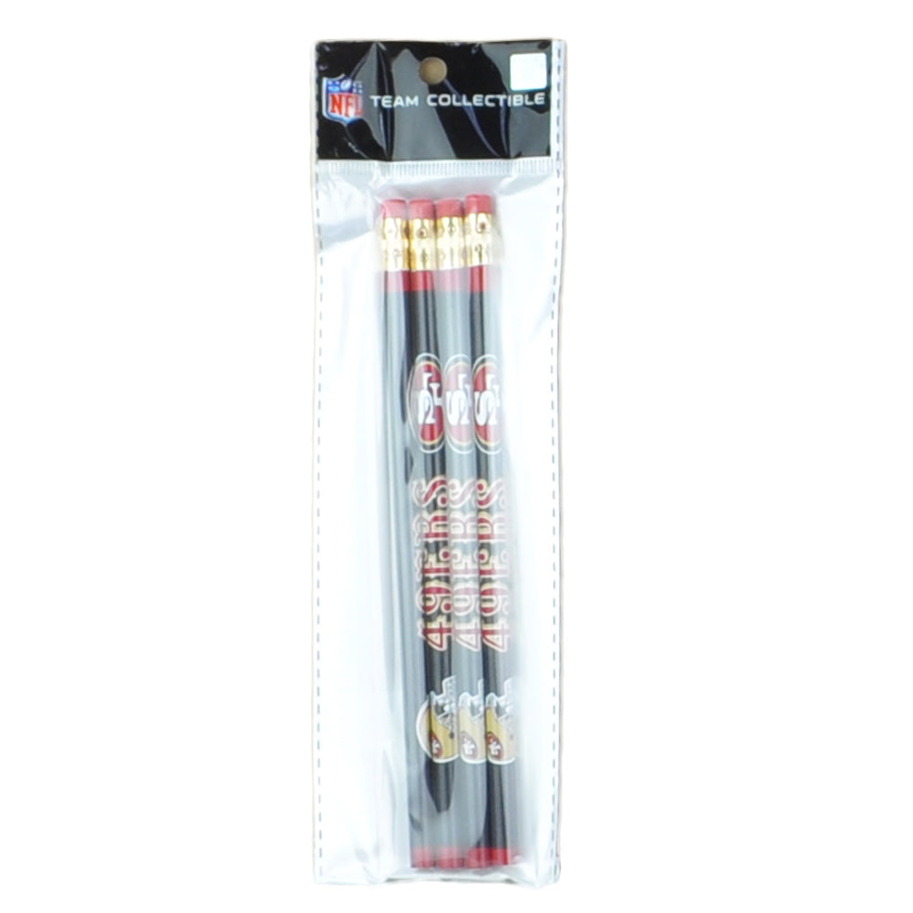 NFL San Francisco 49ers Pencils School Office Logo Black Red 4 Pack Sports Fan