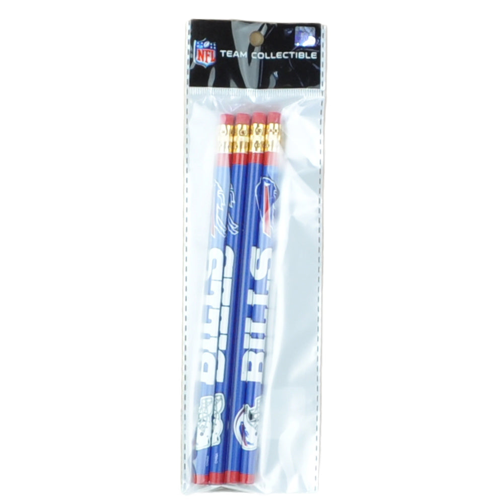 NFL Buffalo Bills Pencils School Office Logo Blue Red 4 Pack Sports Fan Collect
